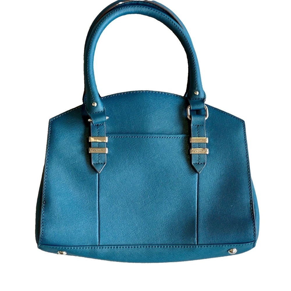 Tignanello Teal Saffiano Leather Satchel Crossbody Purse Shoulder Bag